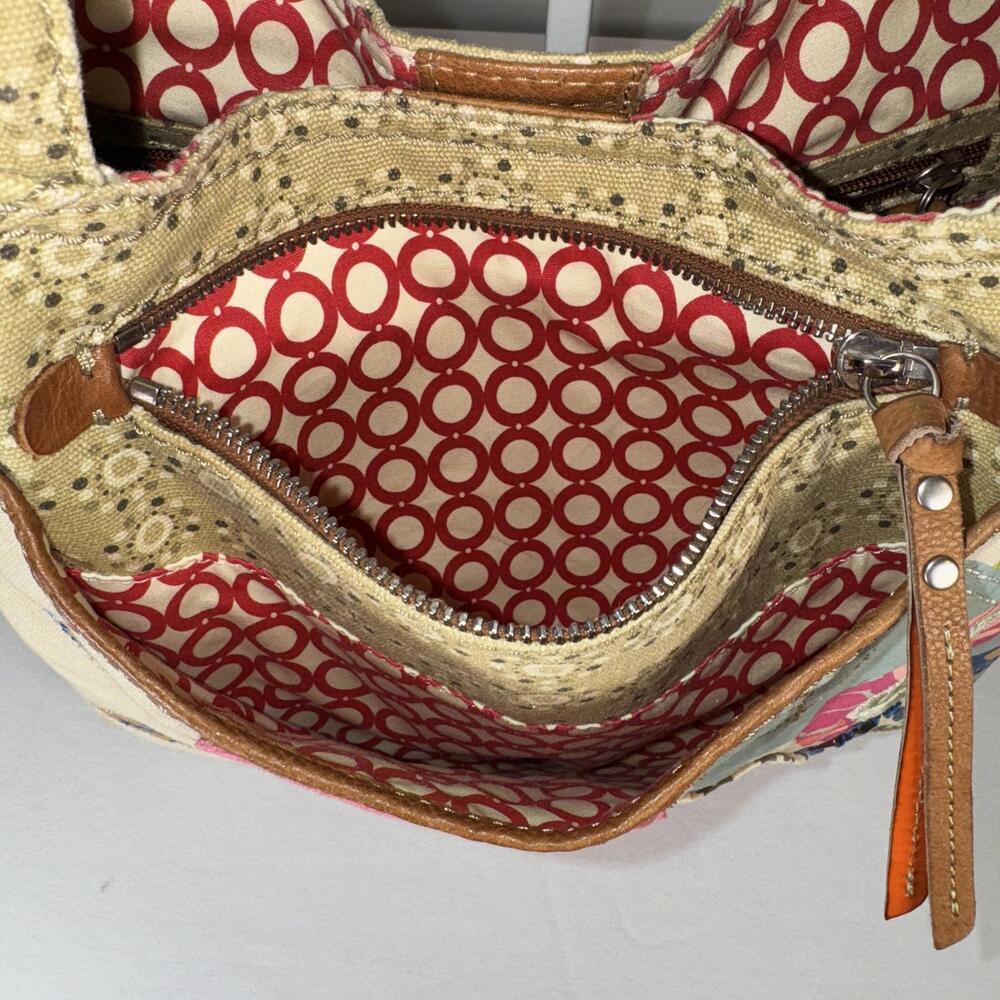 Fossil Patchwork Canvas Shoulder Bag W/Leather Tr… - image 4